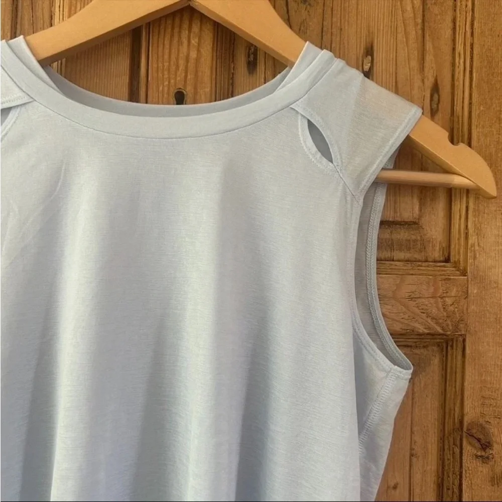Athleta Girl Doubles Tank Layered Active Sleeveless Carolina Blue Top- M 8-10 - Picture 4 of 8